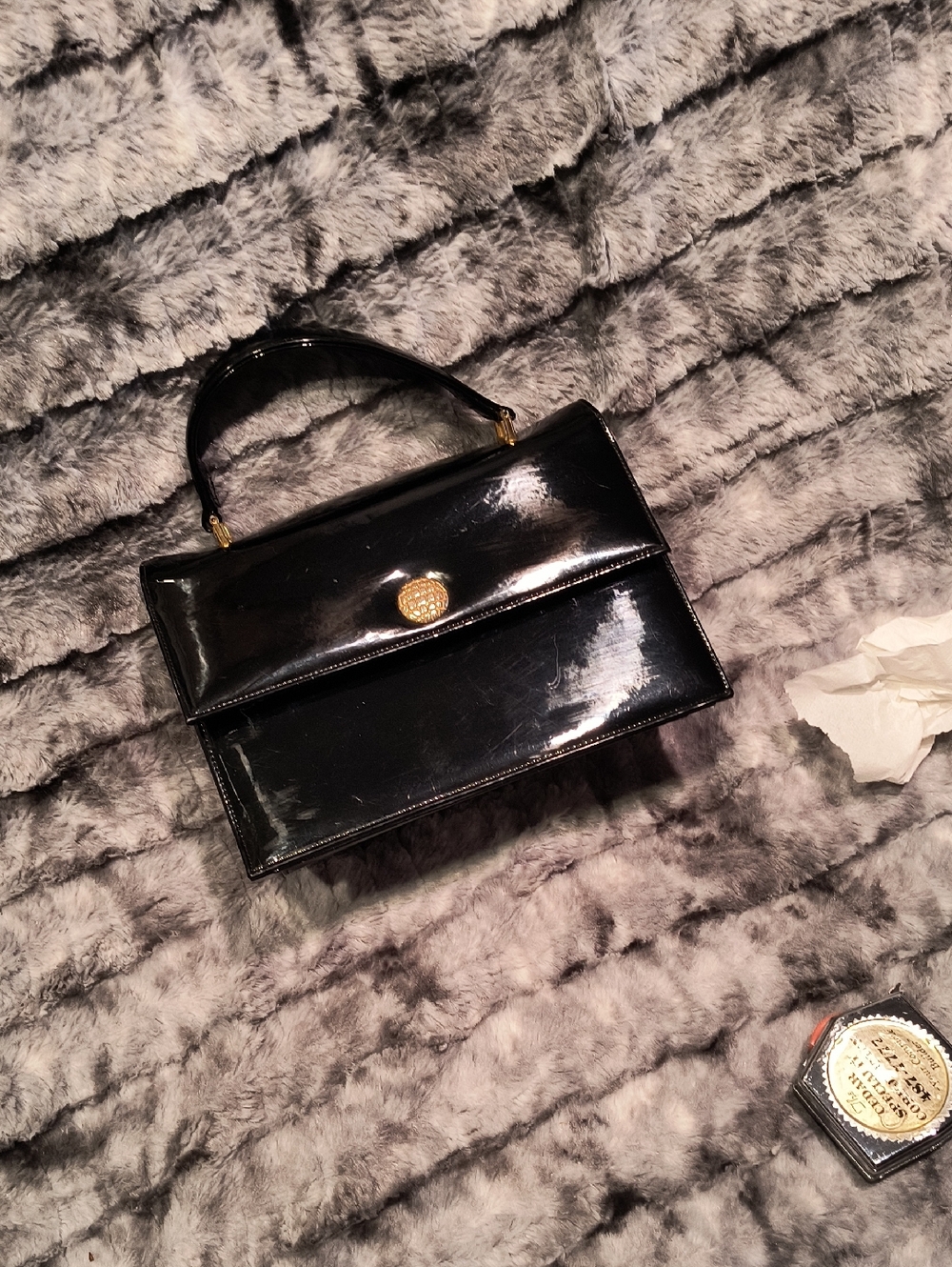 Bienen Davis Black Patent Top-Handle Women's Bag